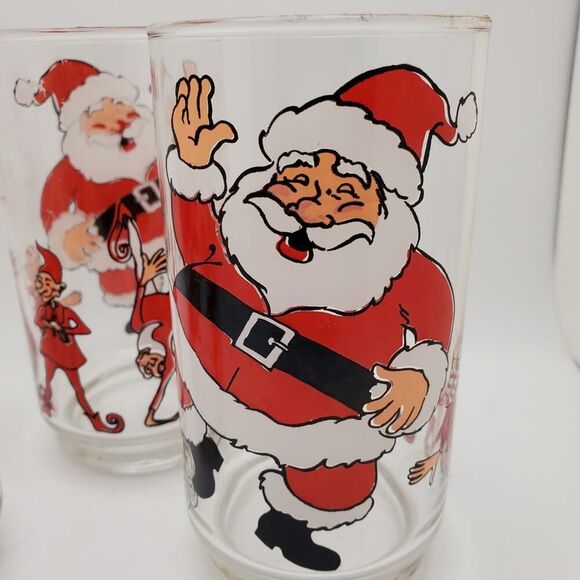 3 Retro Santa and Elves Christmas Glasses - Picture 3 of 6